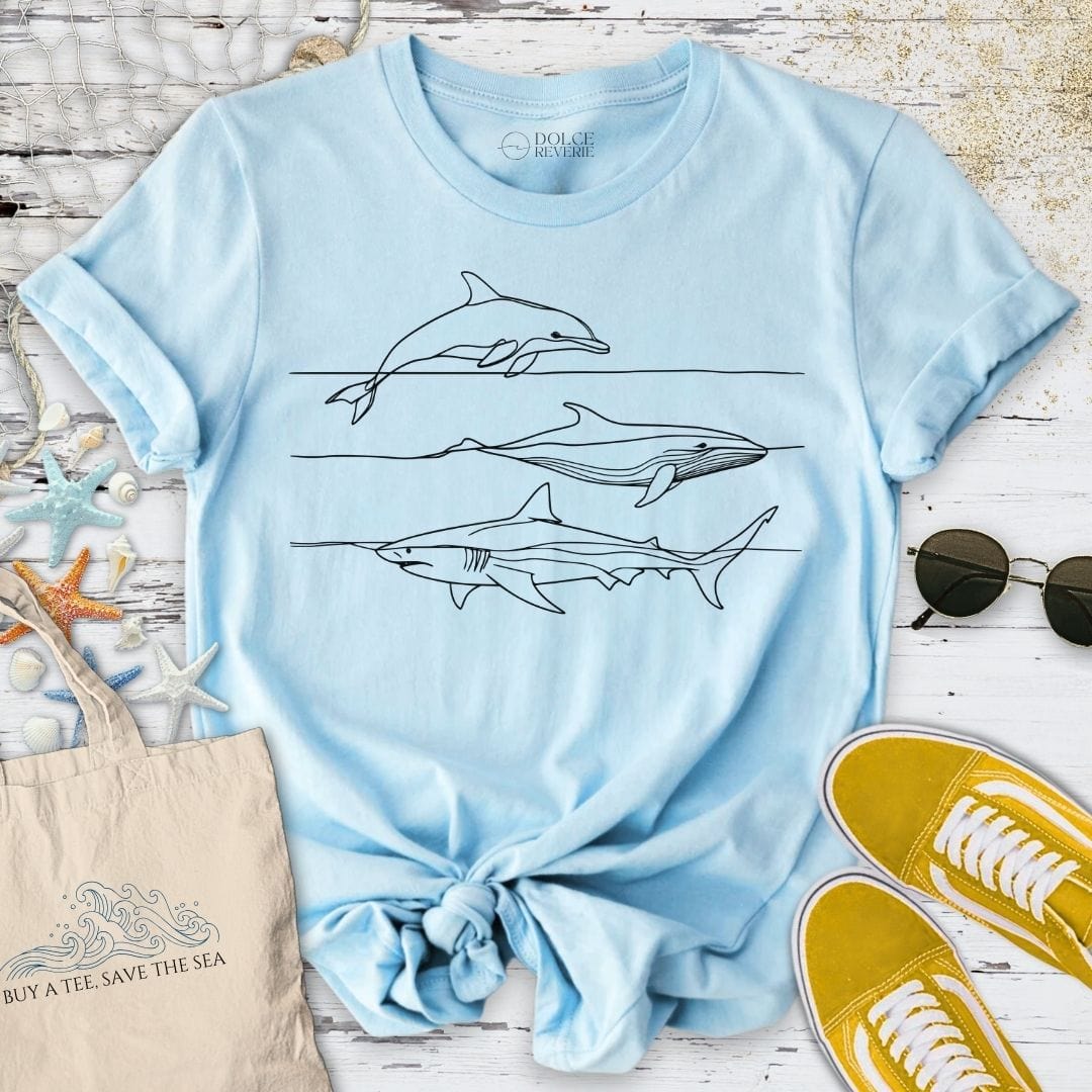 Dolphin Whale & Shark T-Shirt Light Blue / S