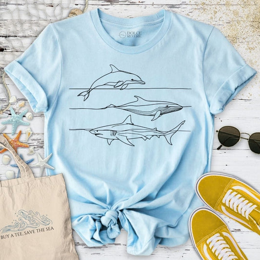 Dolphin Whale & Shark T-Shirt Light Blue / S