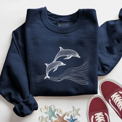 Dolphins Line Art Sweatshirt S / Navy