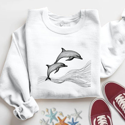 Dolphins Line Art Sweatshirt S / White
