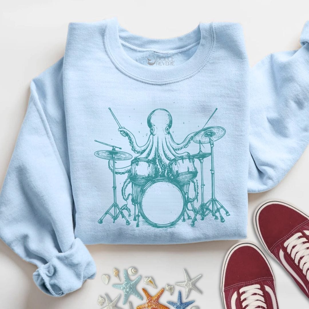 Drummer Octopus Sweatshirt S / Light Blue