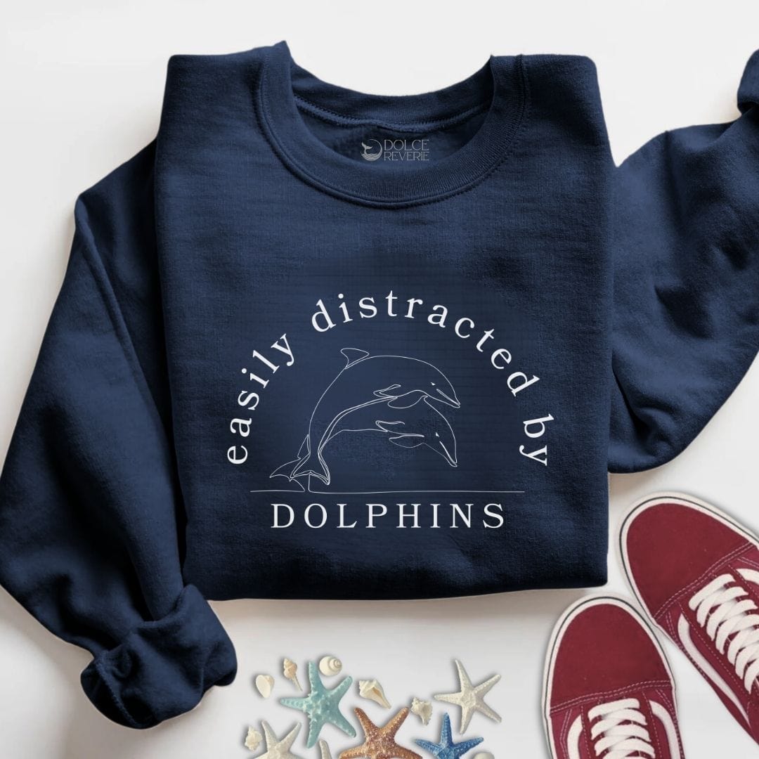 Easily Distracted By Dolphins Sweatshirt S / Navy