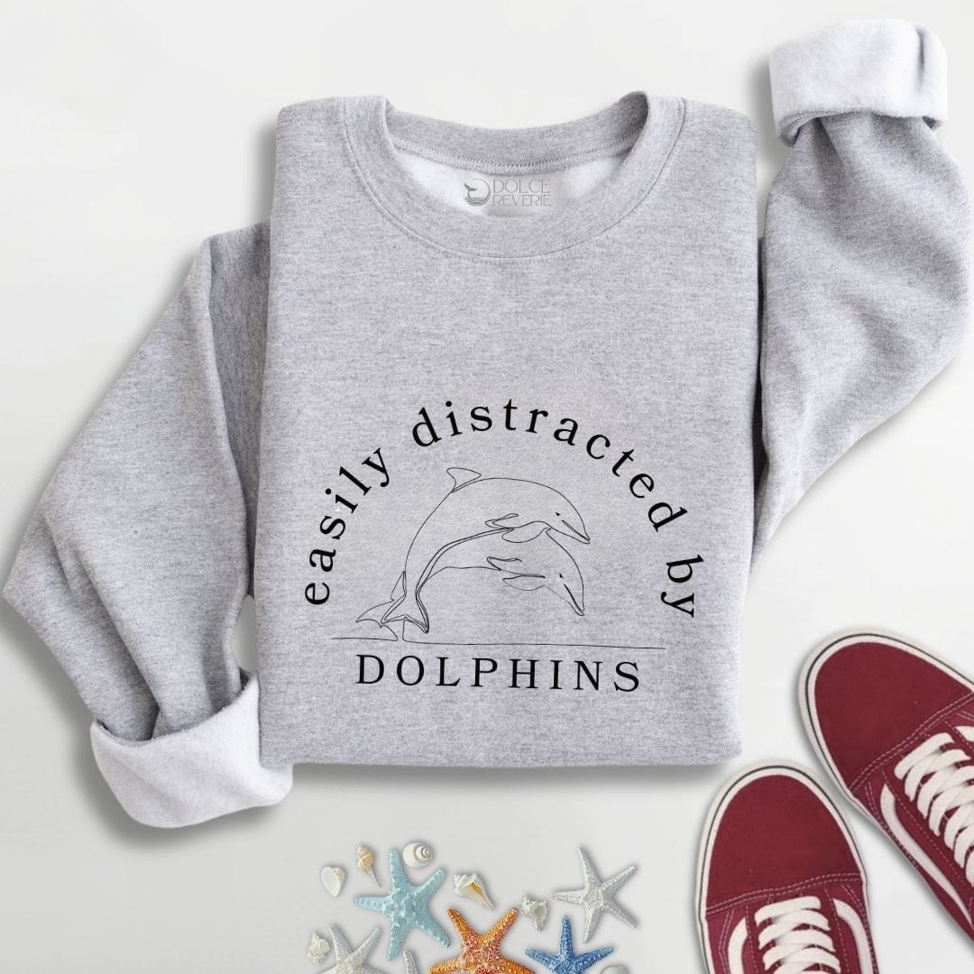 Easily Distracted By Dolphins Sweatshirt S / Sport Grey