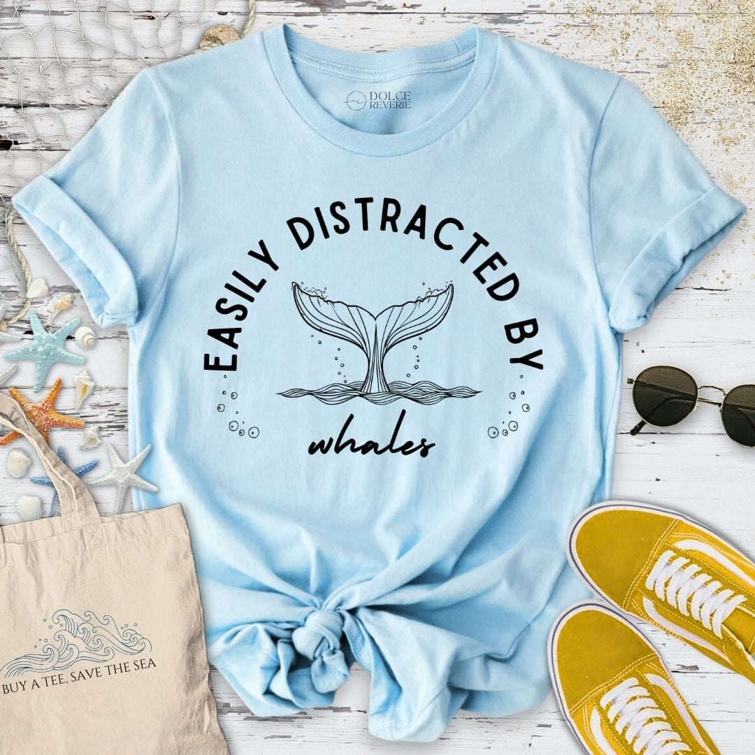Easily Distracted By Whales T-Shirt Light Blue / S