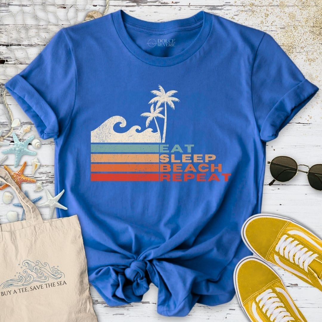 Eat Sleep Beach Repeat T-Shirt Royal / S