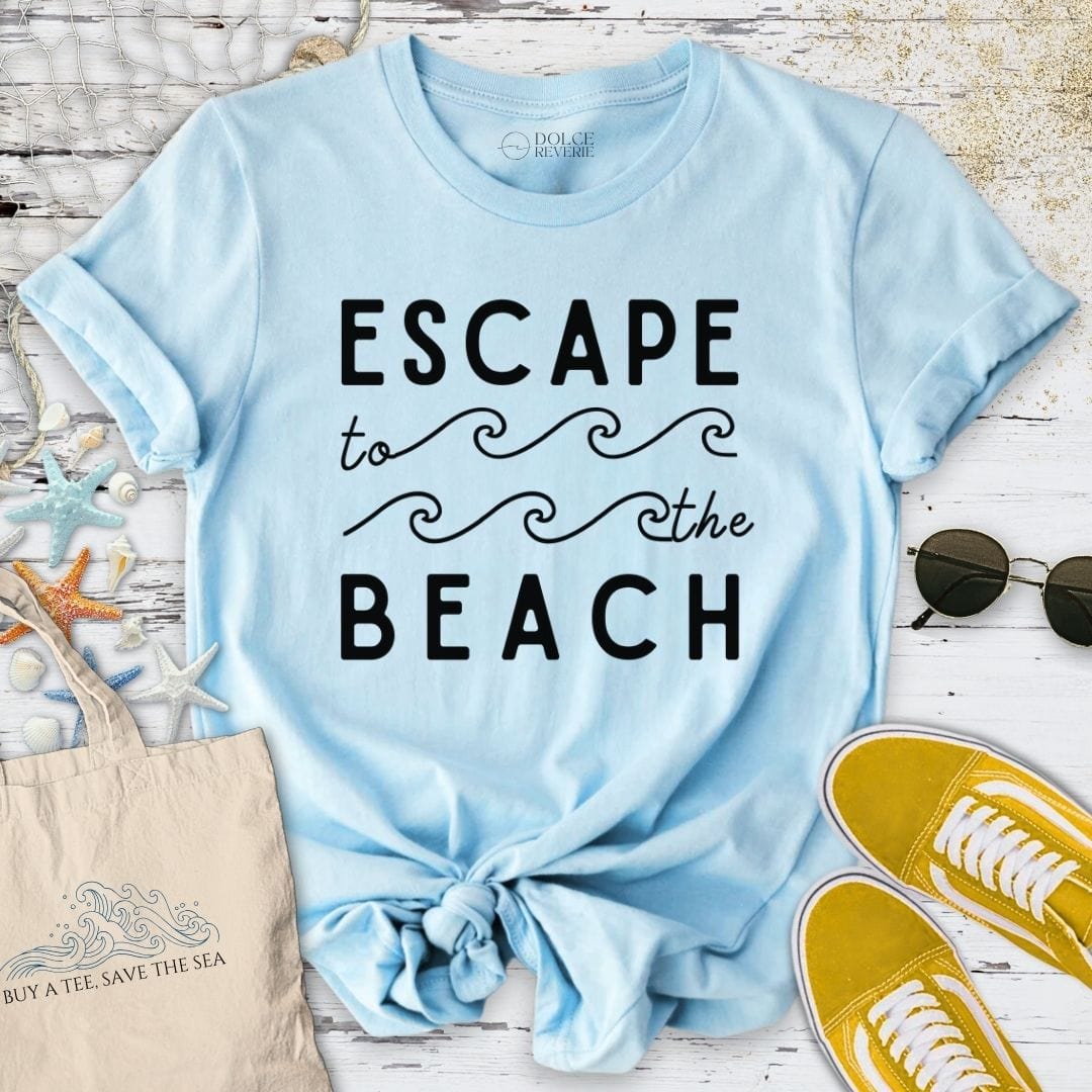Escape To The Beach T-Shirt Light Blue / S