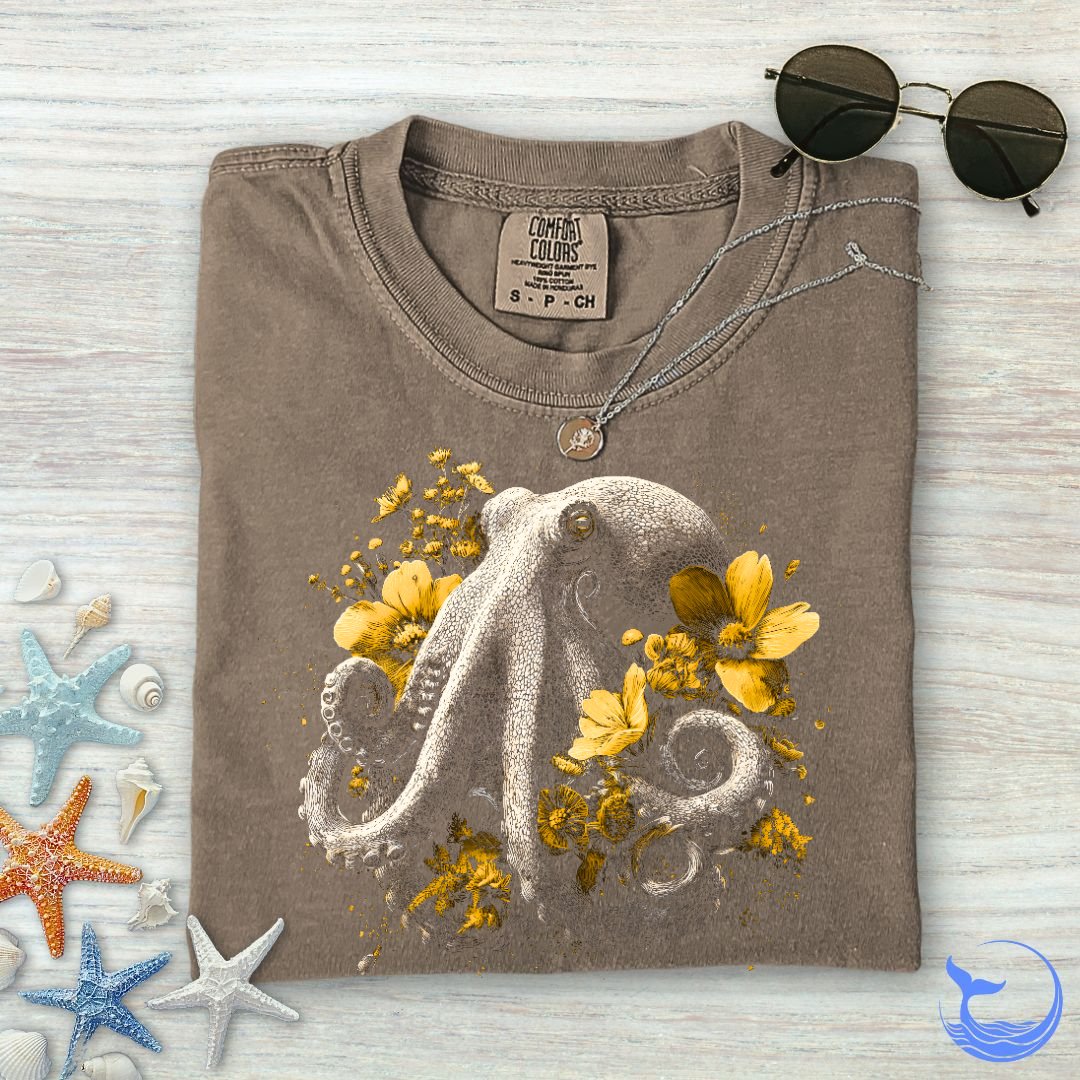 Floral Octopus Comfort Colors T-Shirt
