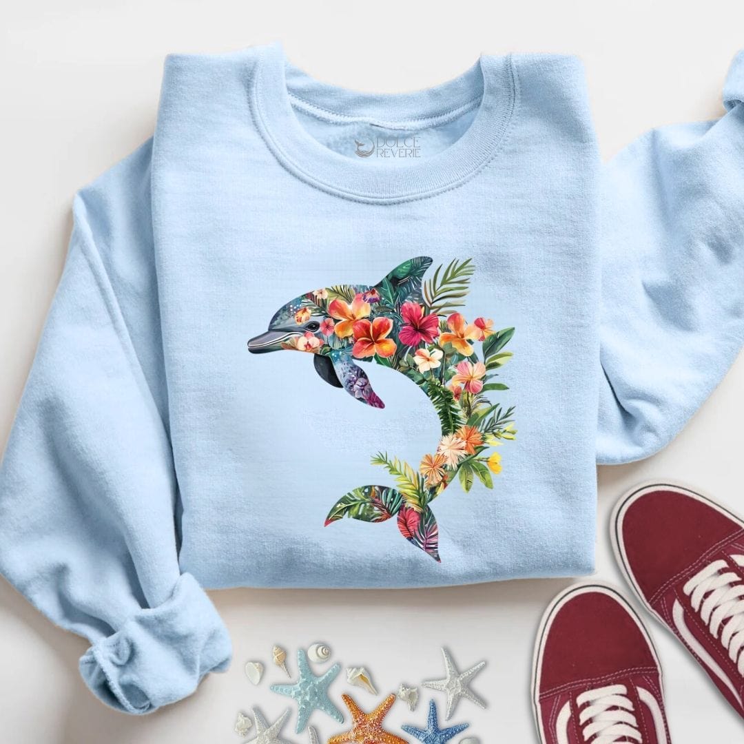 Floral Dolphin Sweatshirt S / Light Blue