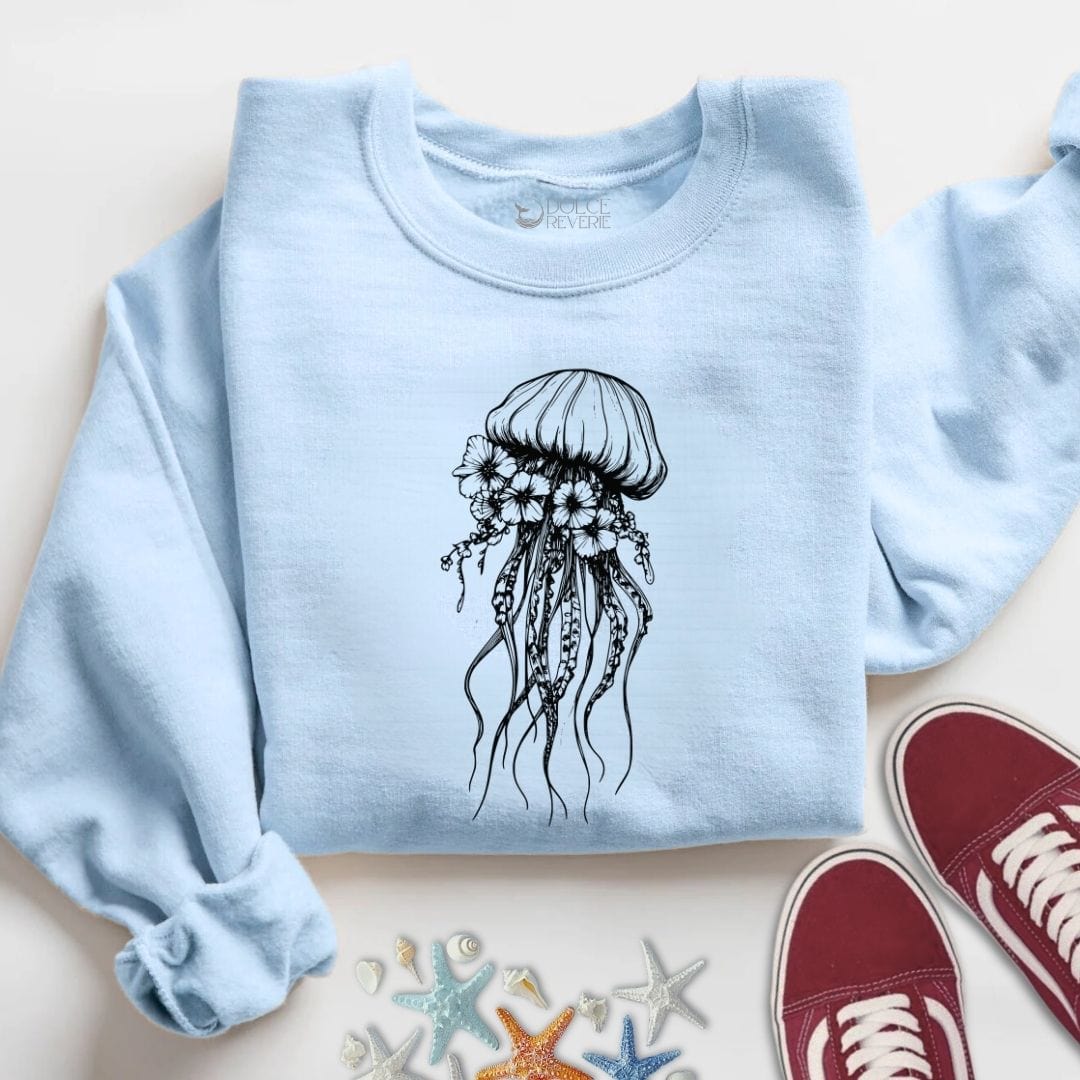 Floral Jellyfish Sweatshirt S / Light Blue