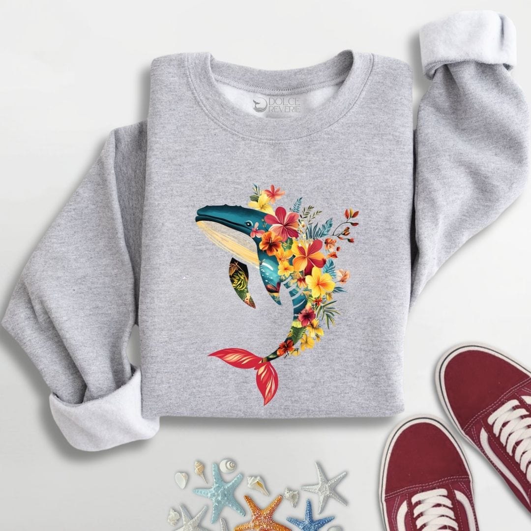Floral Whale Sweatshirt S / Sport Grey