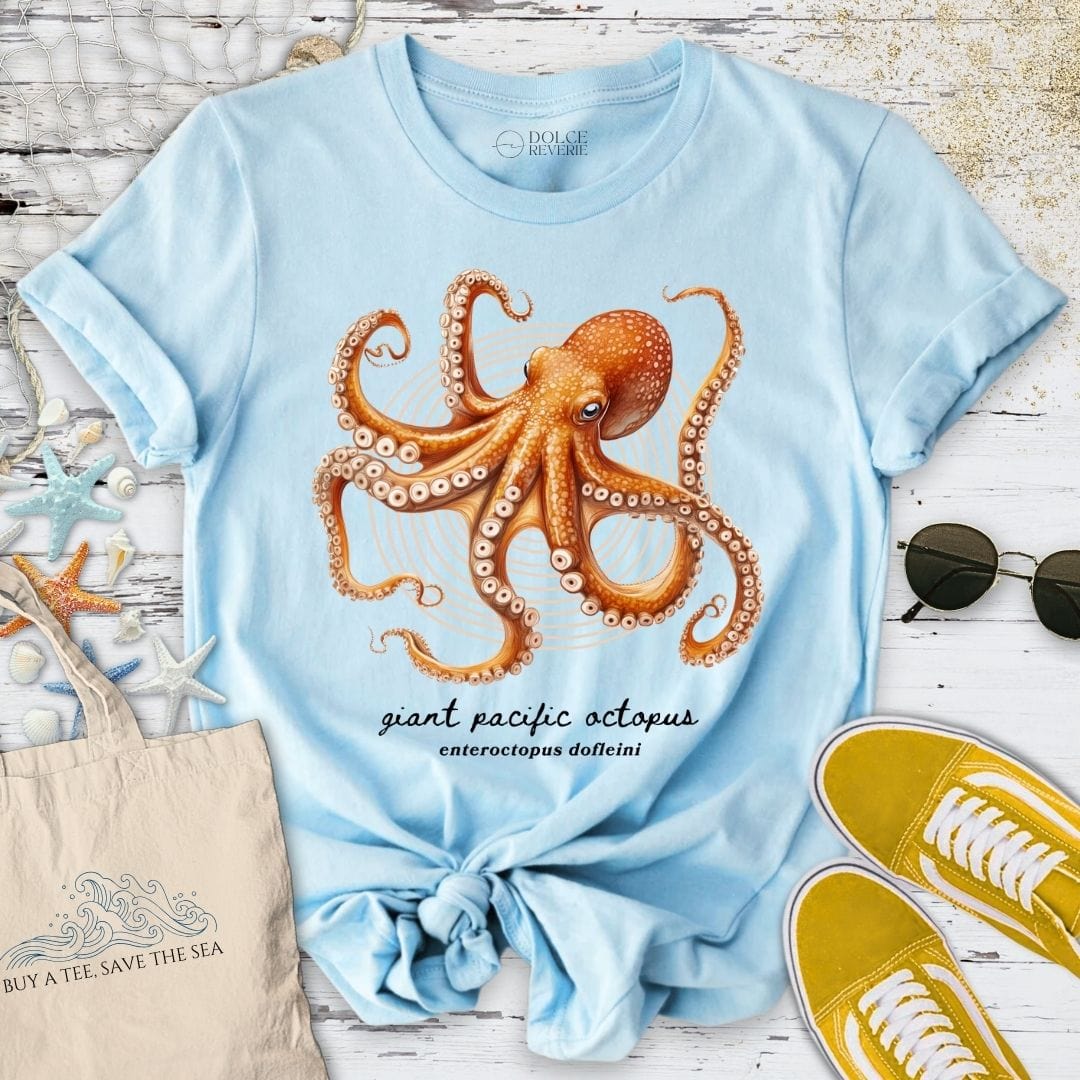 Giant Pacific Octopus Artist Series T-Shirt Light Blue / S