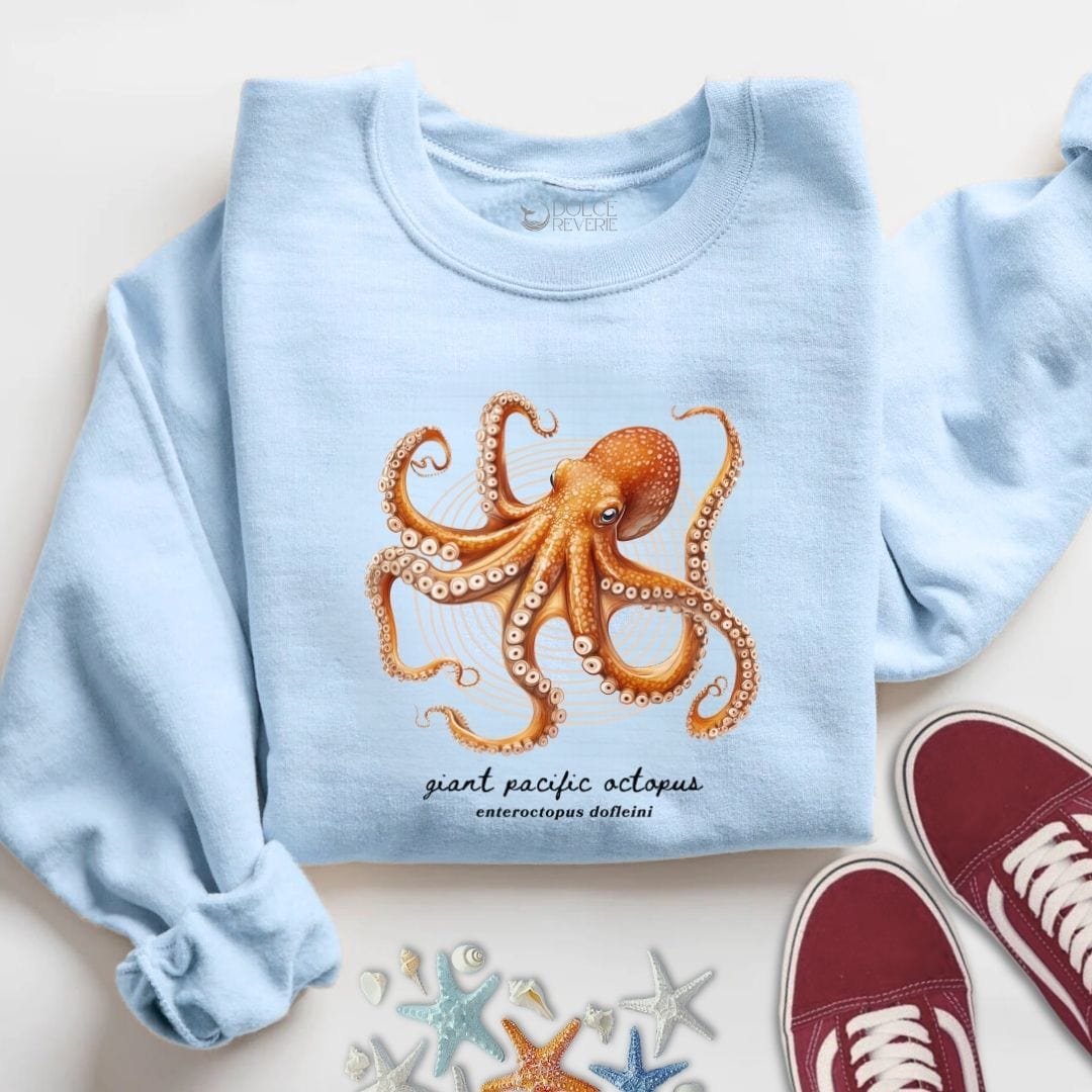 Giant Pacific Octopus Sweatshirt S / Light Blue