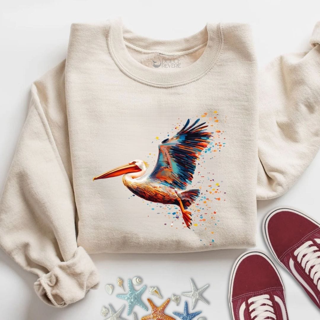 Glitchy Pelican Sweatshirt S / Sand