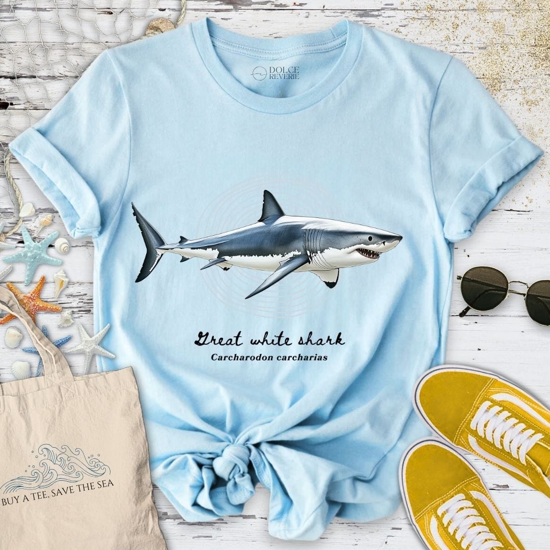 Great White Shark Artist Series T-Shirt Light Blue / S