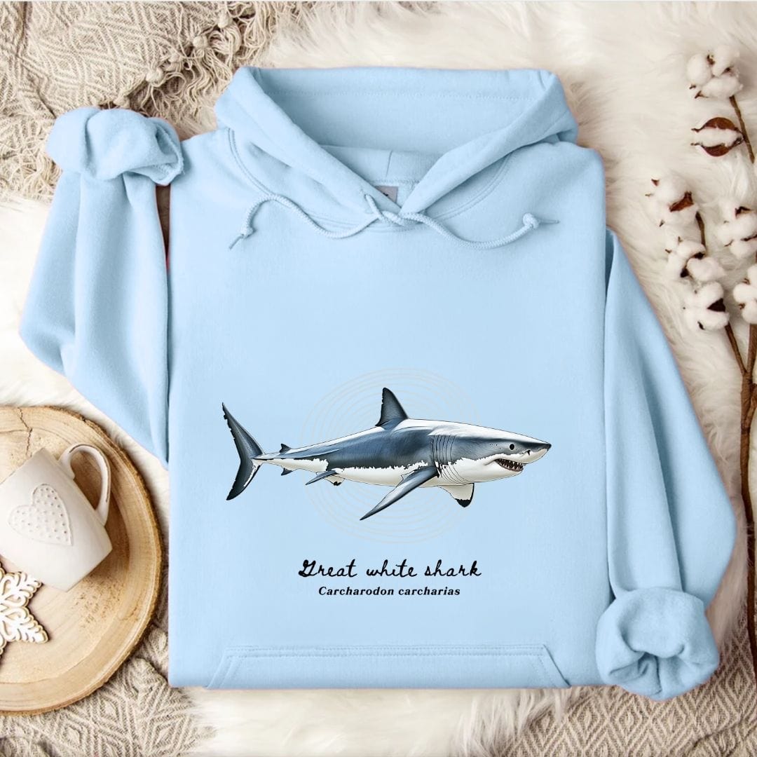 Great White Shark Hoodie Light Blue / S