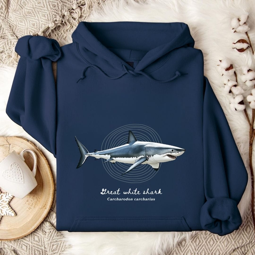 Great White Shark Hoodie Navy / S
