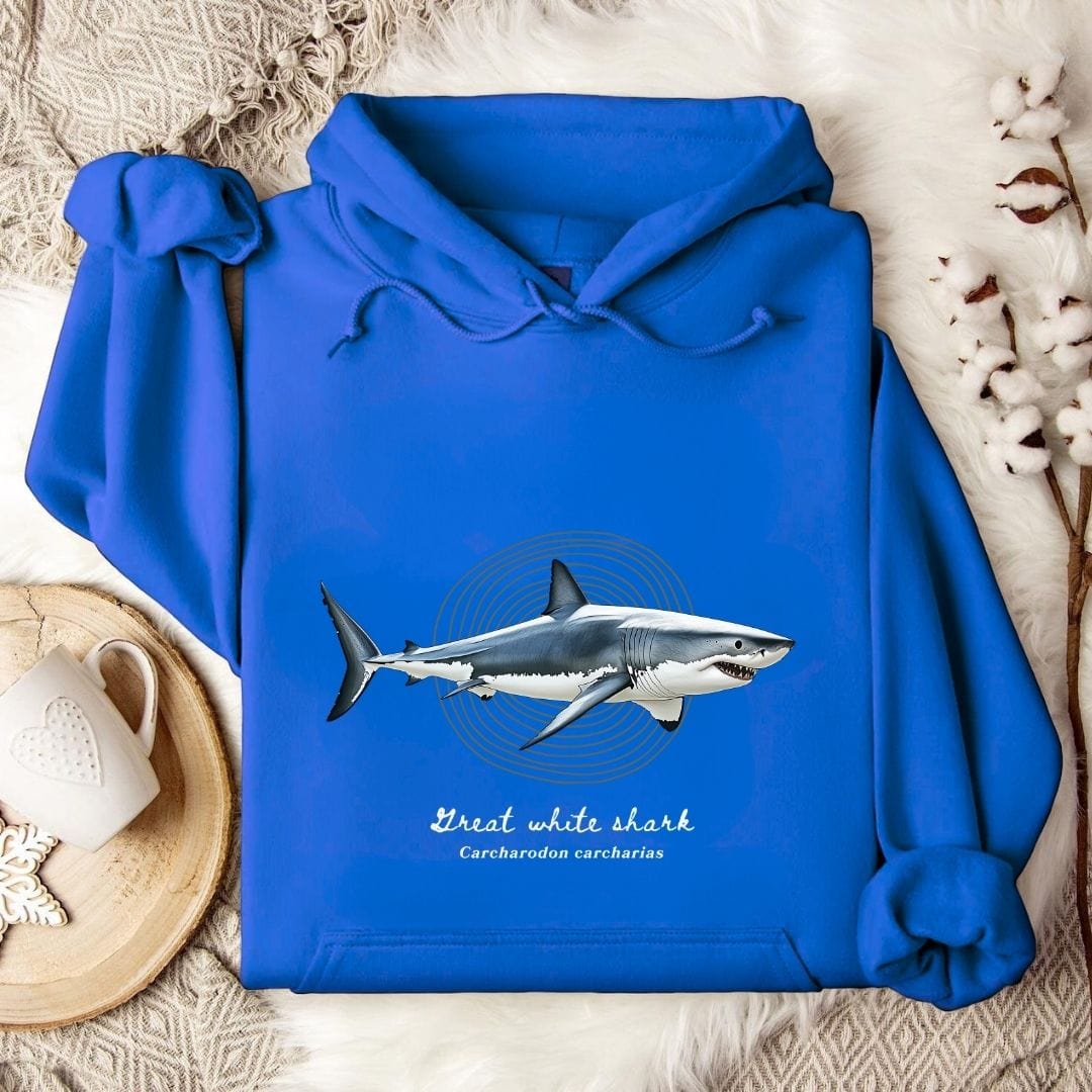 Great White Shark Hoodie Royal / S