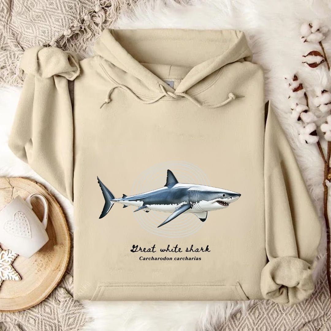 Great White Shark Hoodie Sand / S