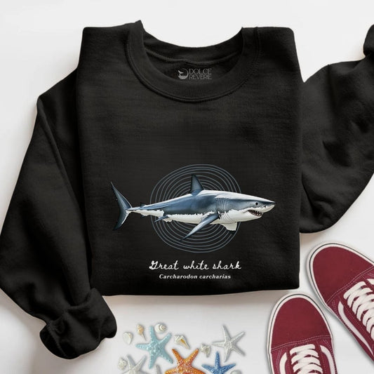 Great White Shark Sweatshirt S / Black
