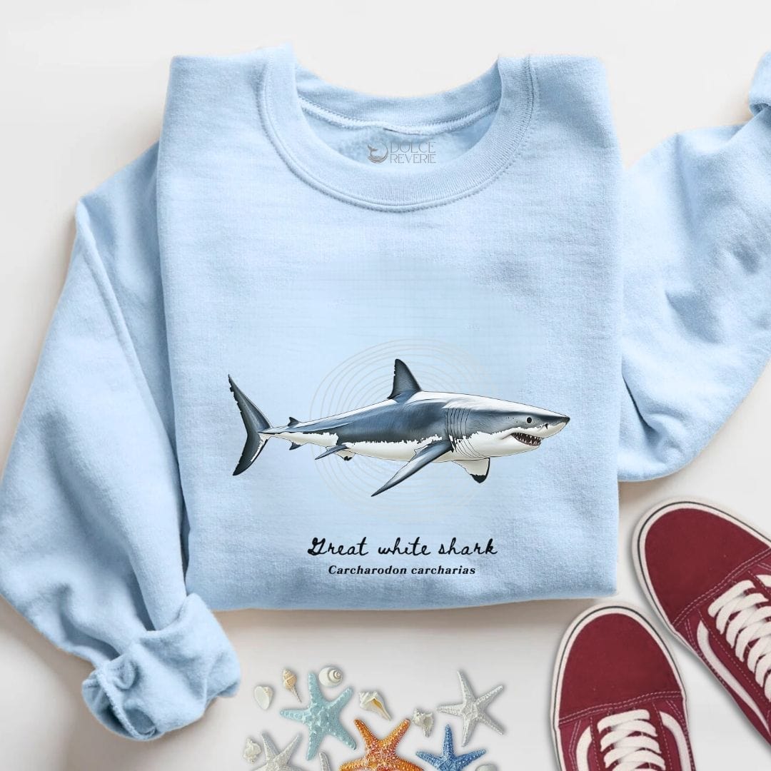 Great White Shark Sweatshirt S / Light Blue