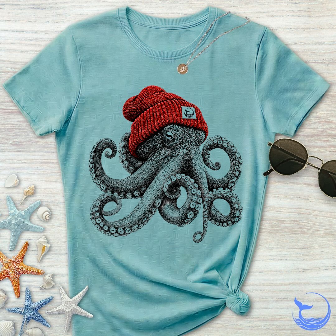 Red Beanie Octopus Women's T-Shirt