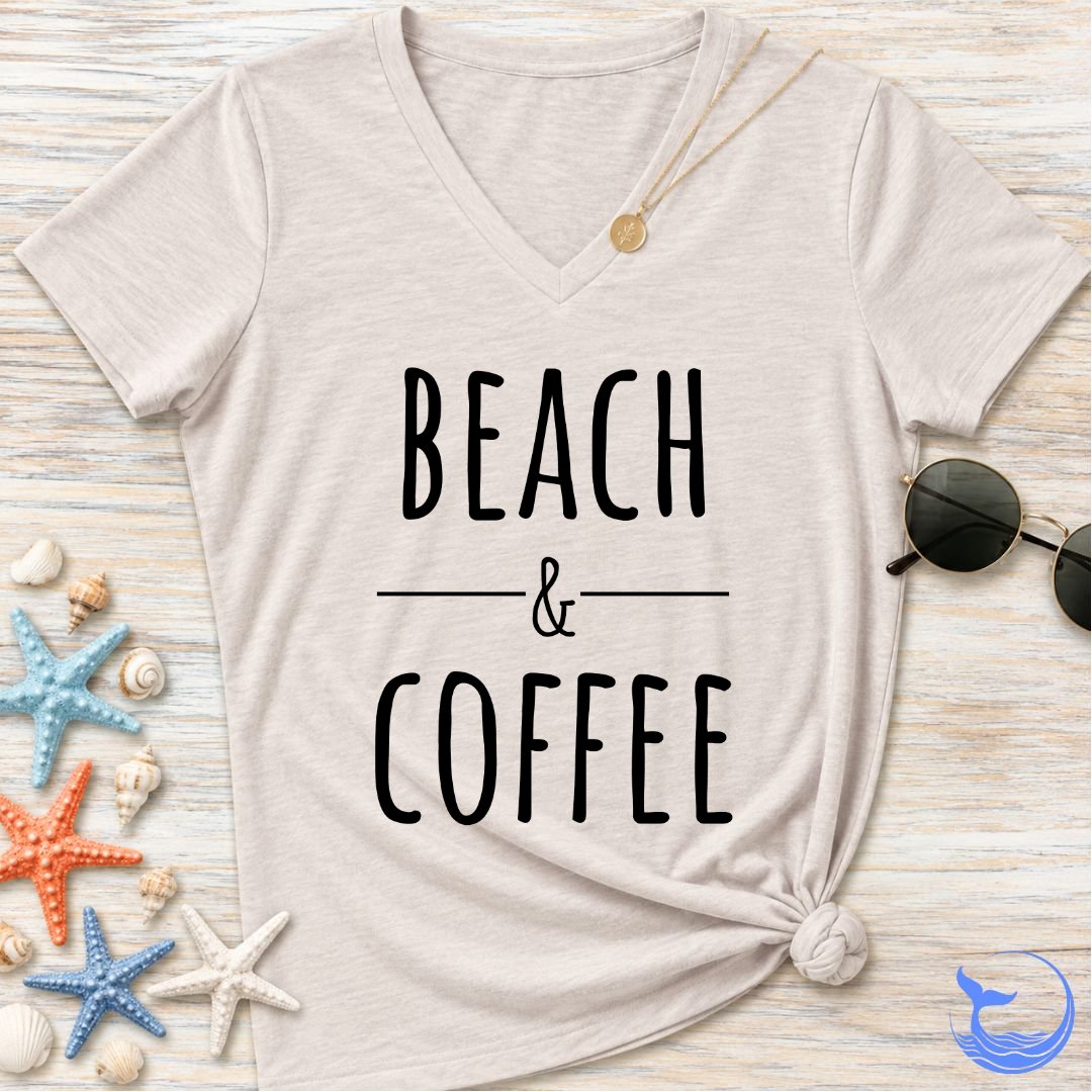Beach & Coffee Women's V-Neck T-Shirt