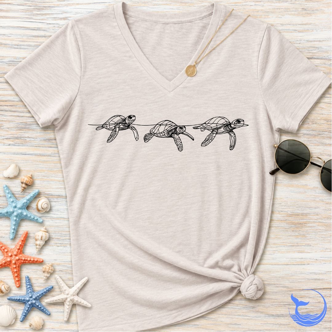 3 Turtles Women's V-Neck T-Shirt