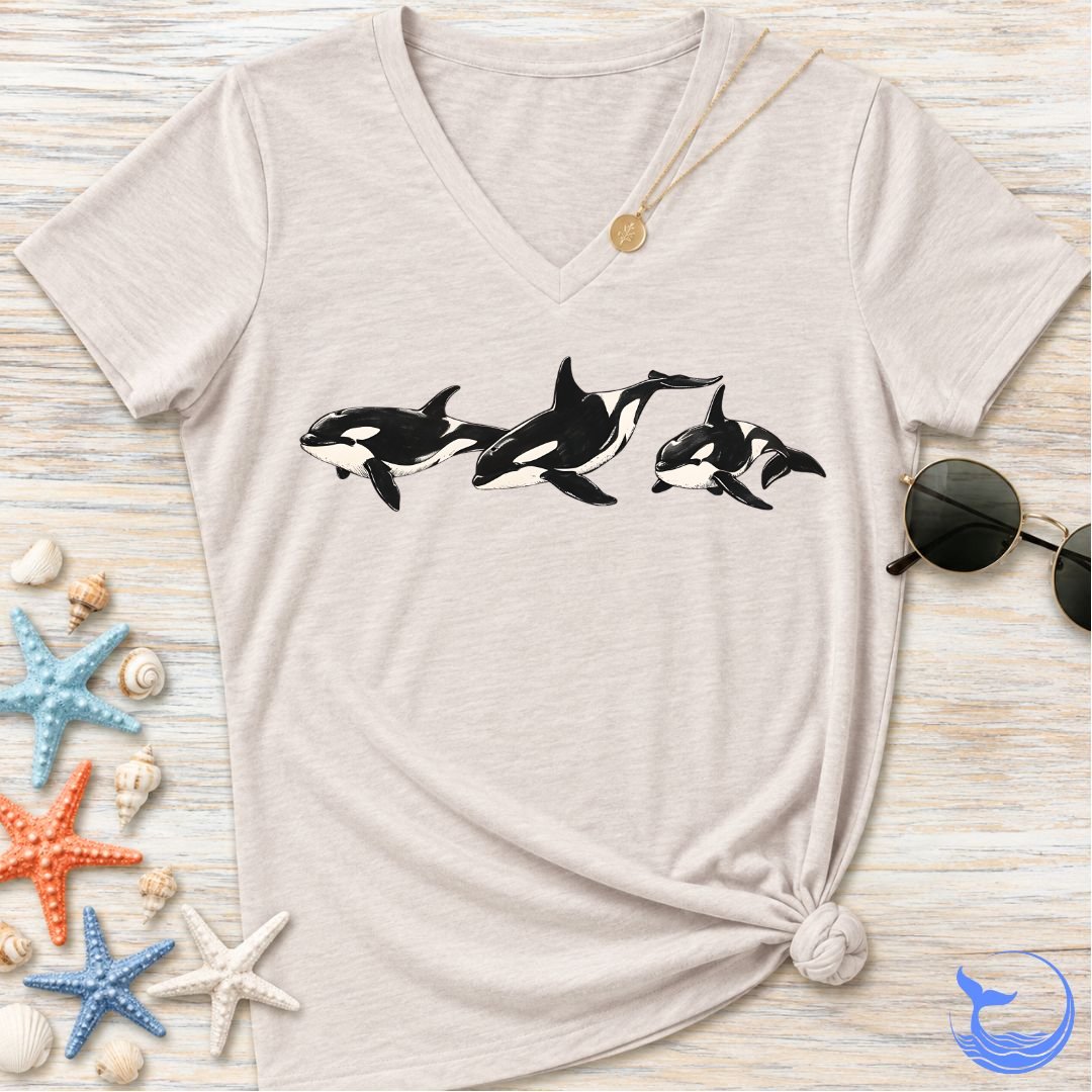 Vintage Orcas Women's V-Neck T-Shirt