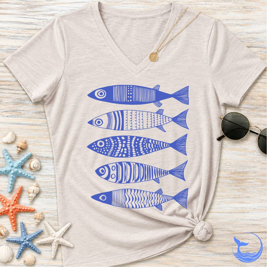 Blue Sardines Women's V-Neck T-Shirt