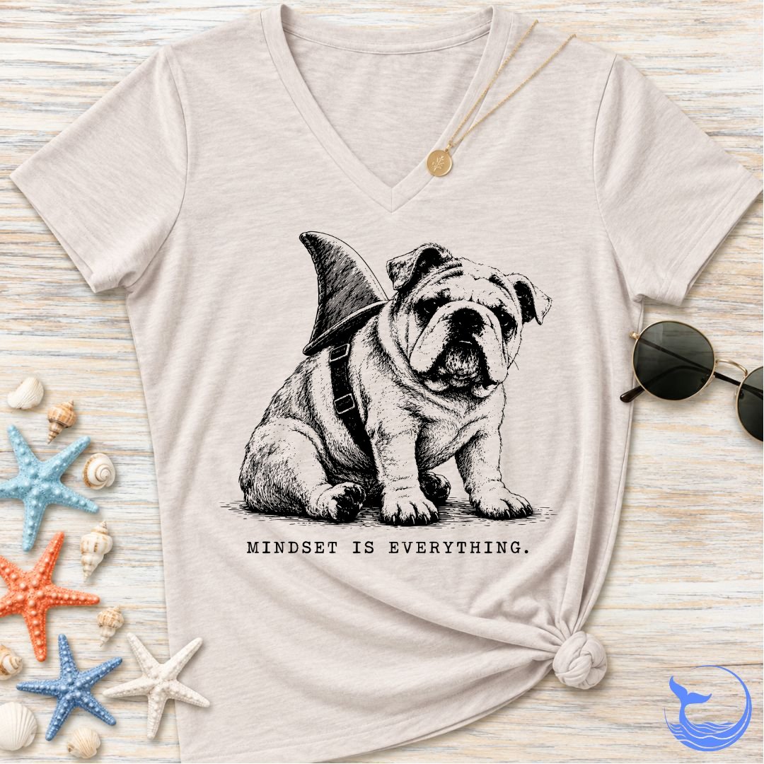 Mindset Is Everything, Bulldog Women's V-Neck T-Shirt