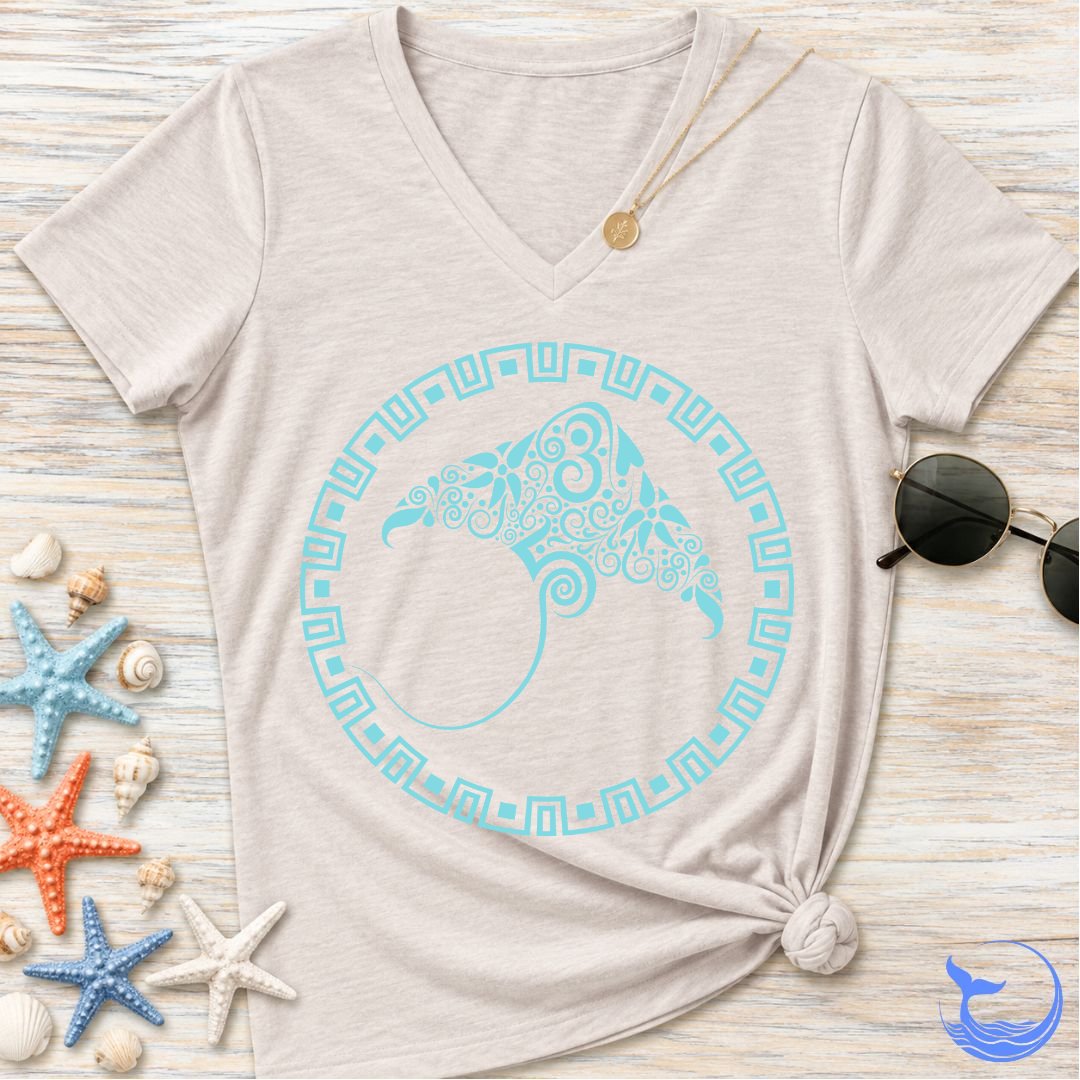 Tribal Manta Women's V-Neck T-Shirt