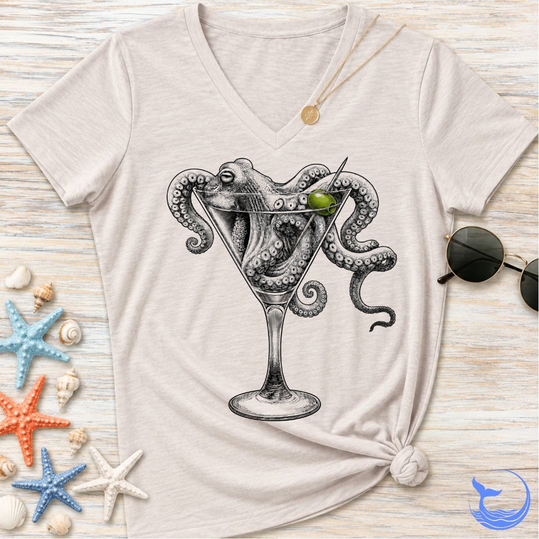 Octopus Martini Women's V-Neck T-Shirt