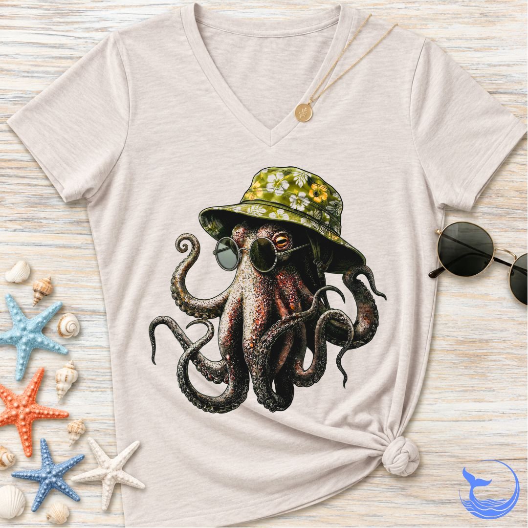 Summer Octopus Women's V-Neck T-Shirt