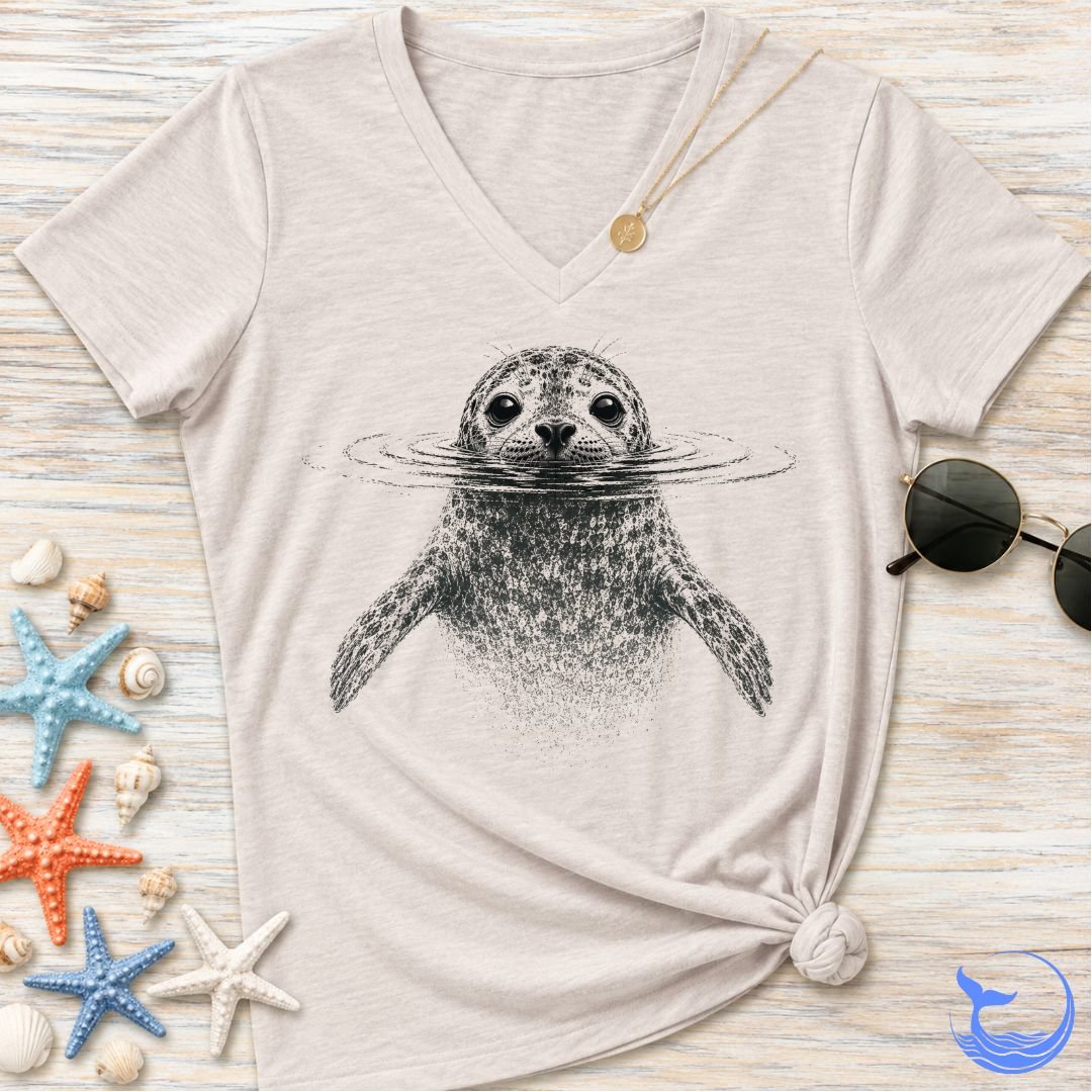 Swimming Seal Women's V-Neck T-Shirt