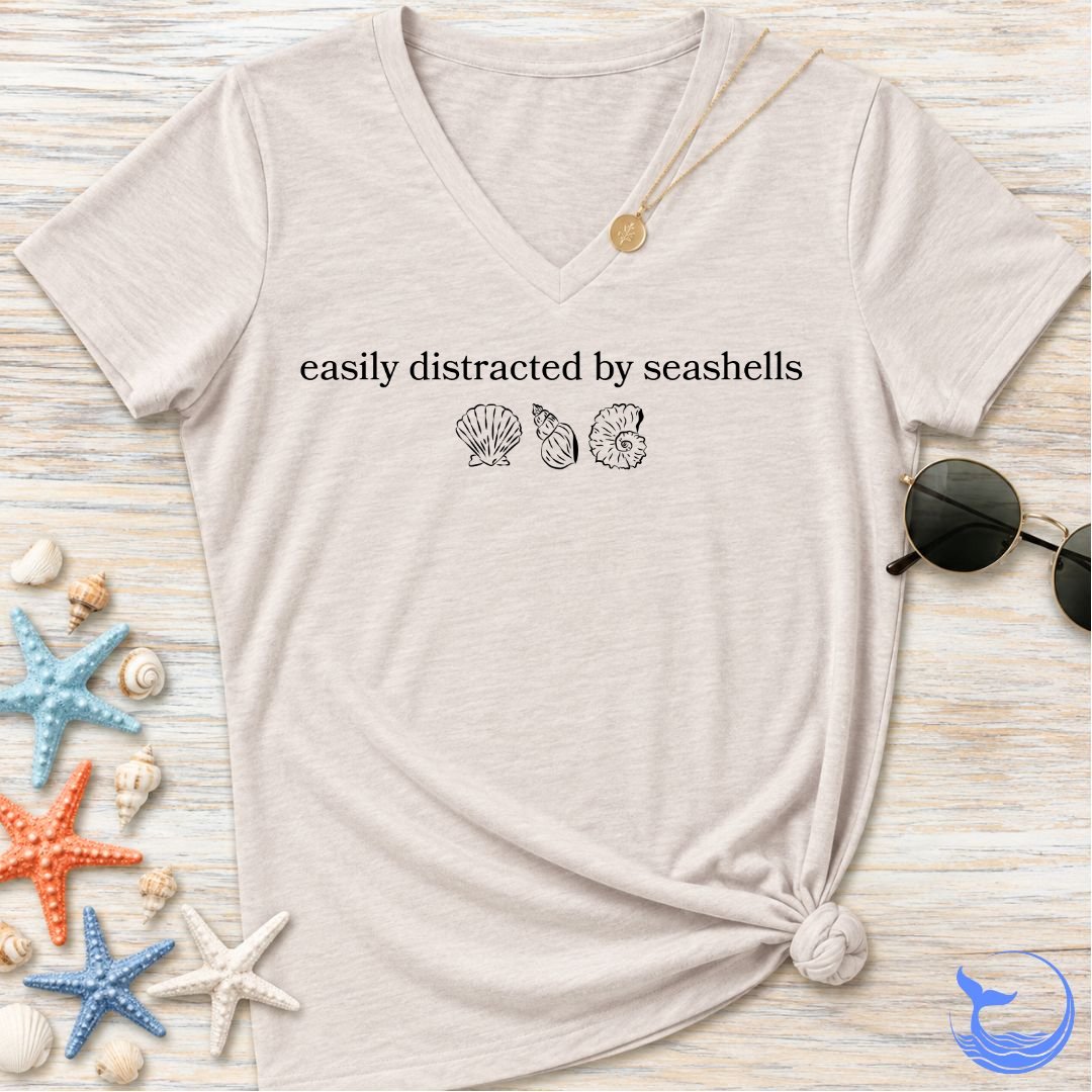 Distracted By Seashells Women's V-Neck T-Shirt