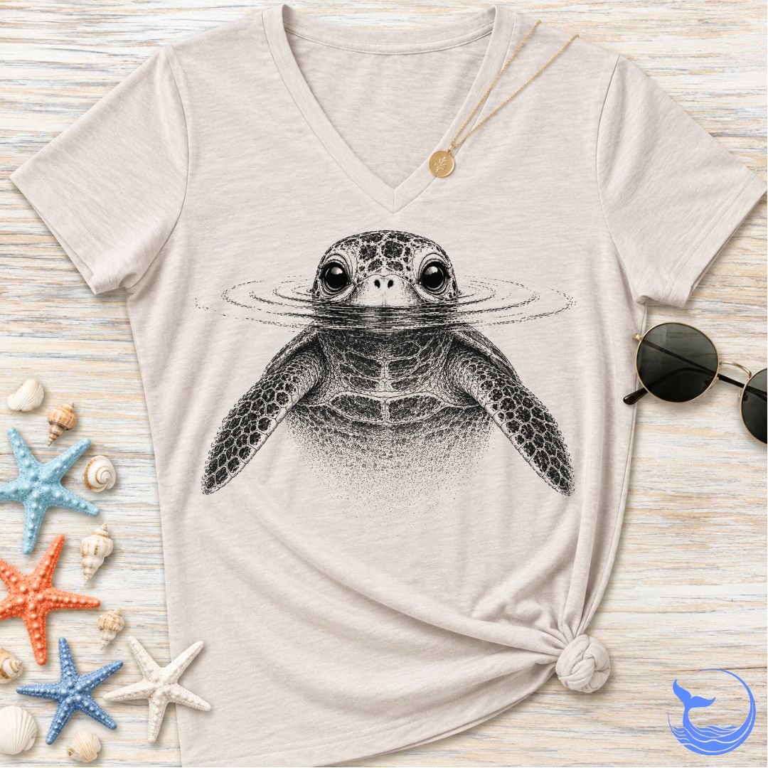 Curious Turtle Women's V-Neck T-Shirt