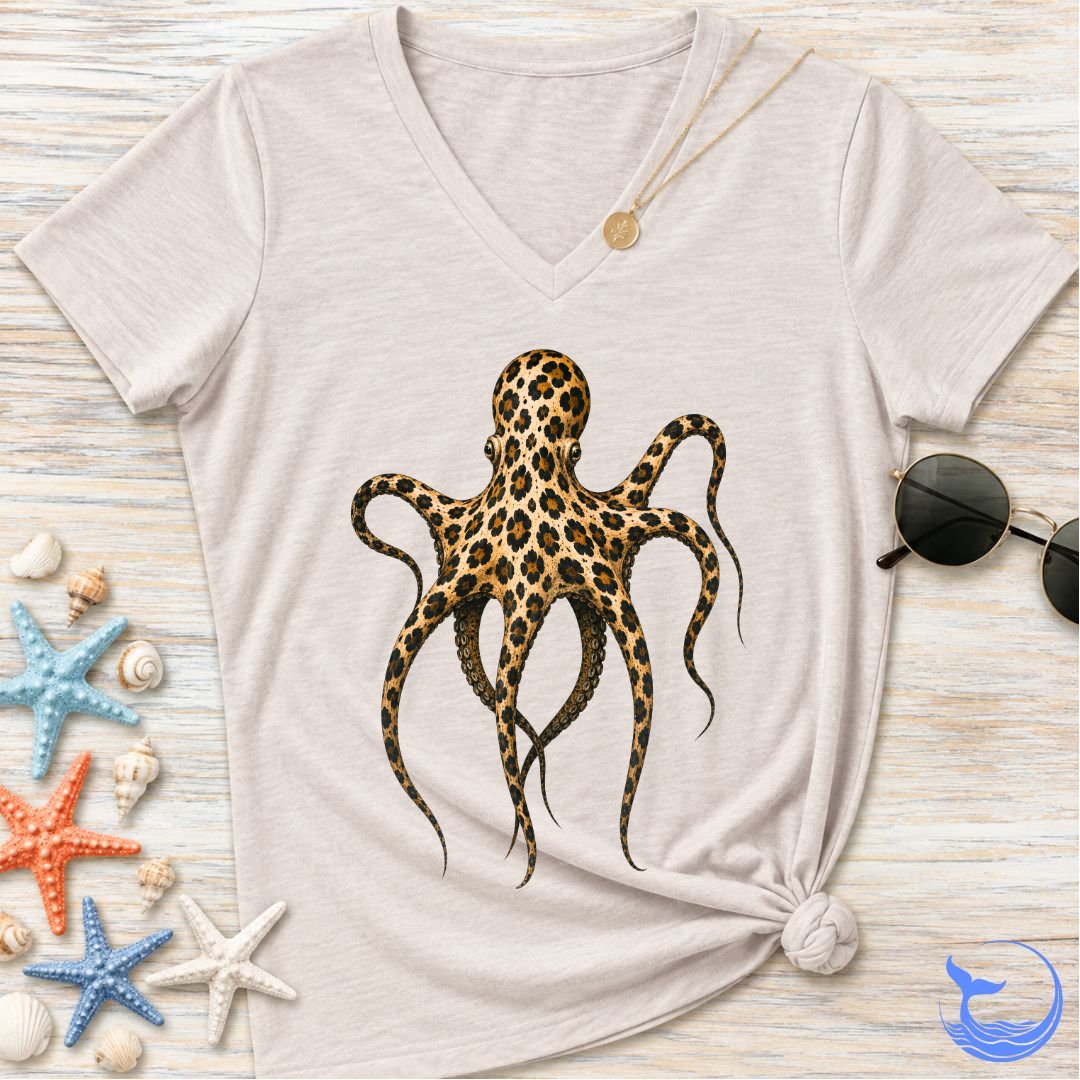 Cheetah Octopus Women's V-Neck T-Shirt