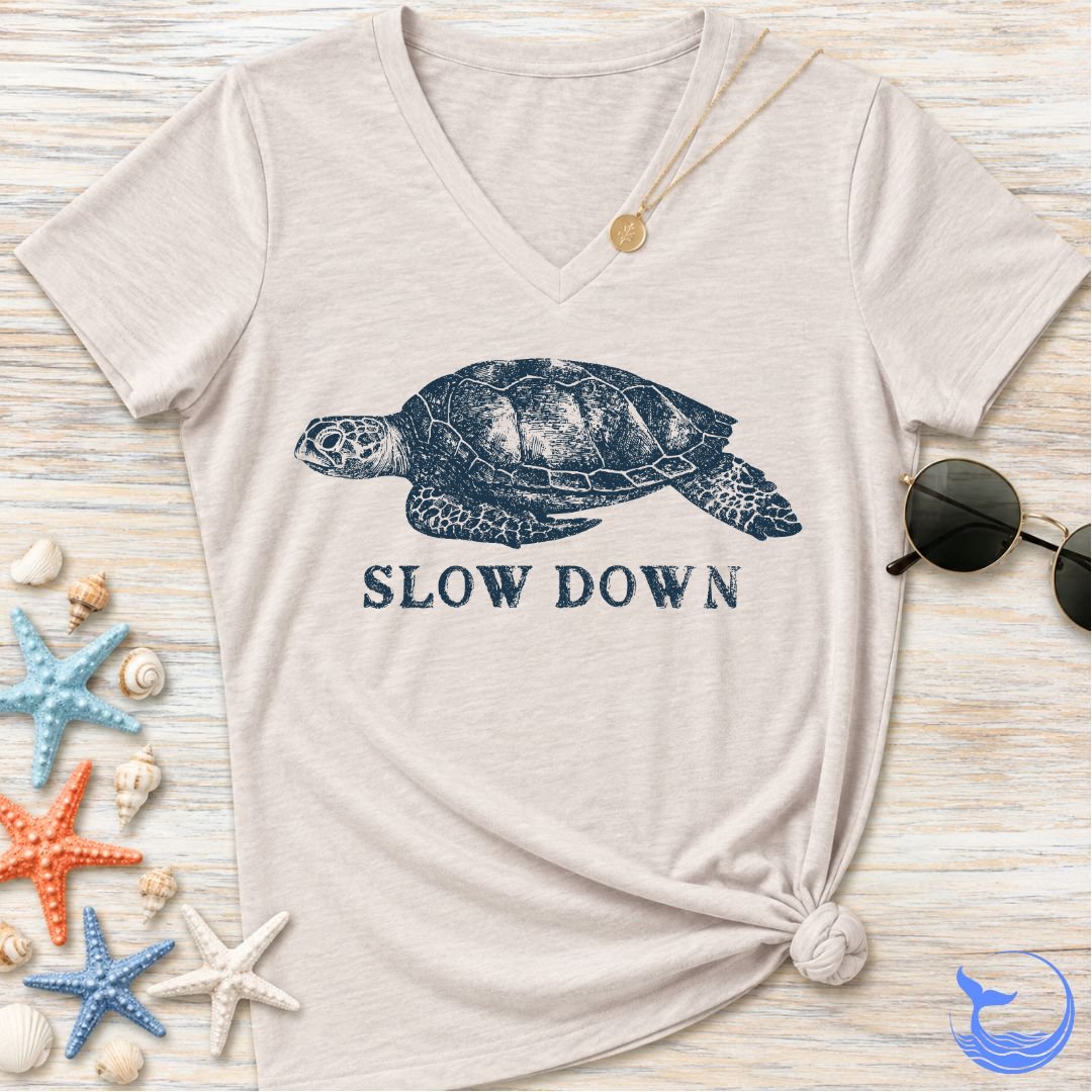 Slow Down Turtle Women's V-Neck T-Shirt