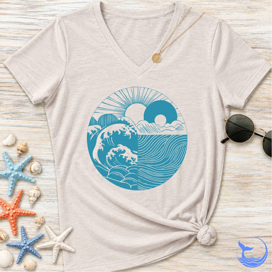 Sun and Sea Harmony Women's V-Neck T-Shirt