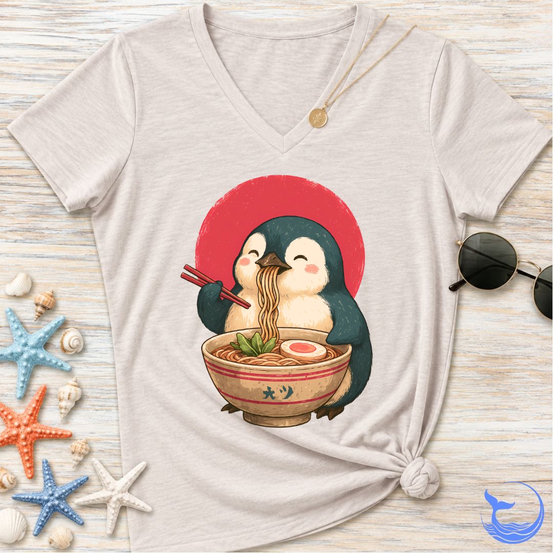 Penguin Ramen Women's V-Neck T-Shirt