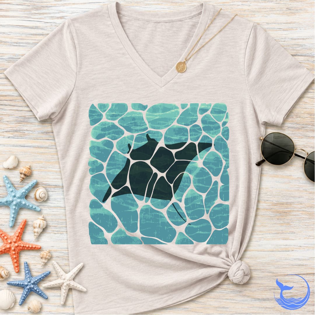 Swimming Manta Women's V-Neck T-Shirt