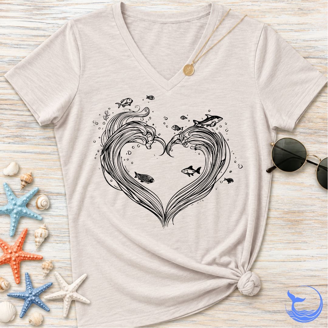 Heart Waves Women's V-Neck T-Shirt