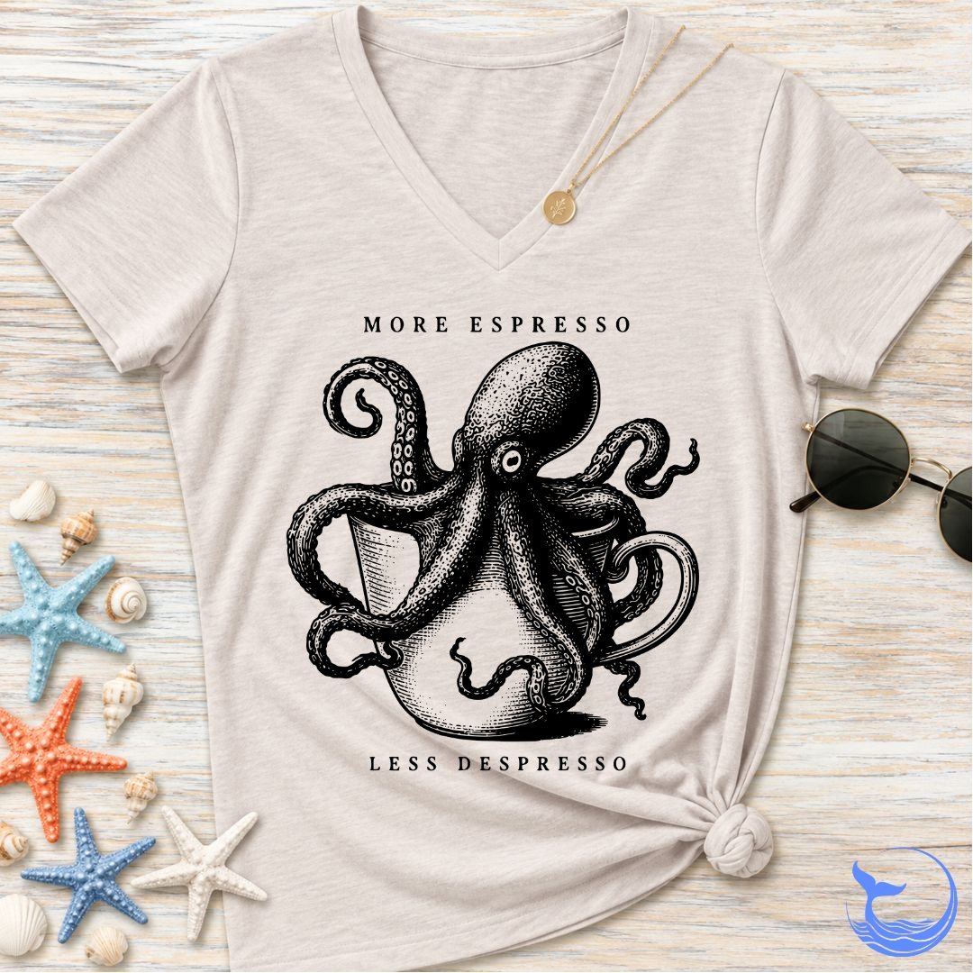 Espresso Octopus Women's V-Neck T-Shirt