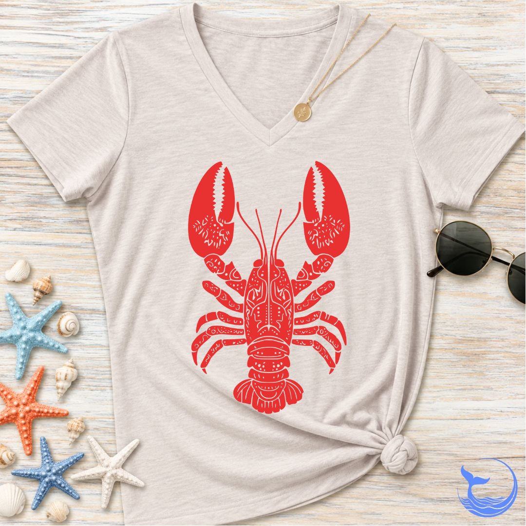 Tribal Lobster Women's V-Neck T-Shirt