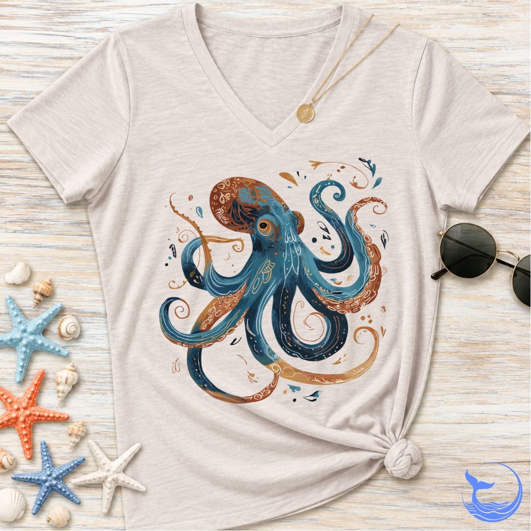 Boho Octopus Women's V-Neck T-Shirt