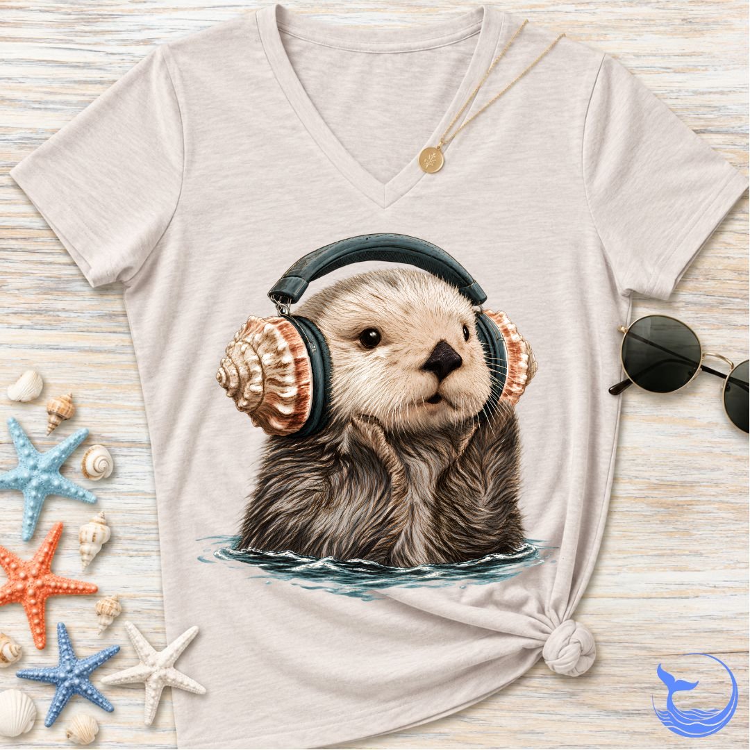 Music Otter Women's V-Neck T-Shirt
