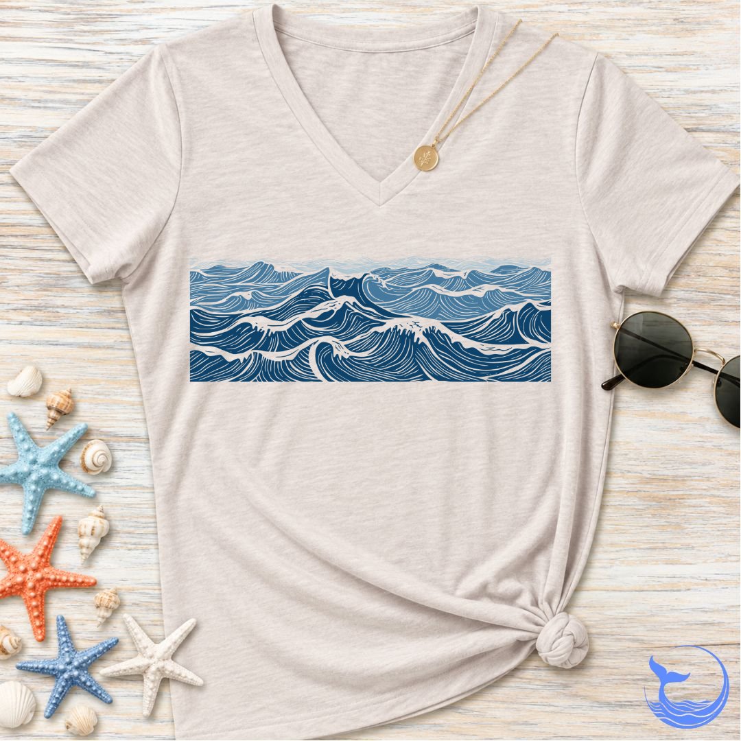 Line Waves Women's V-Neck T-Shirt