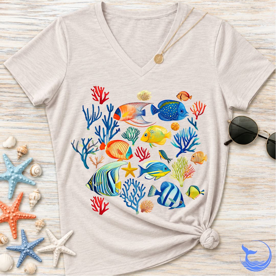 Colorful Fish Women's V-Neck T-Shirt
