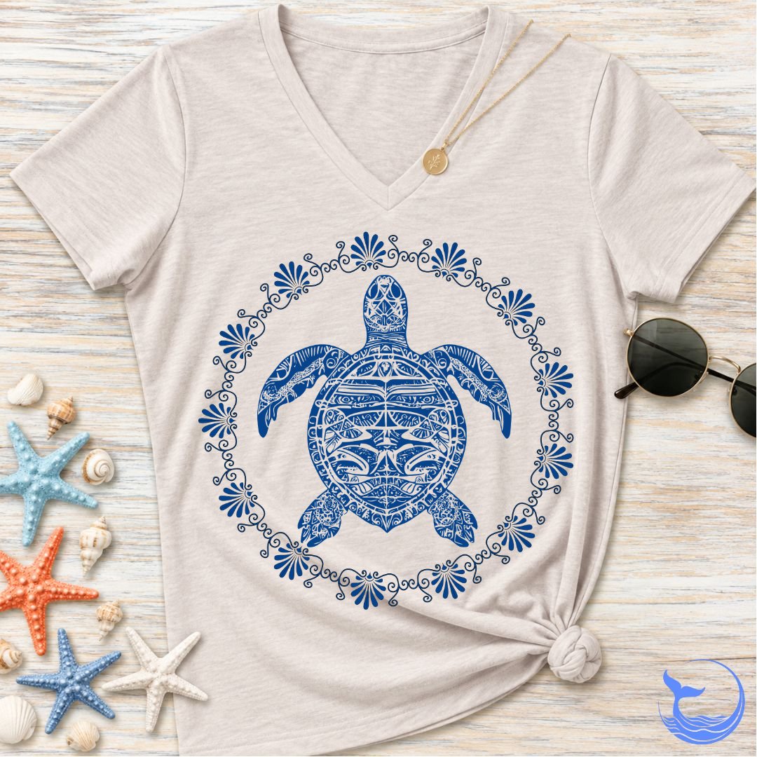 Turtle Mandala Women's V-Neck T-Shirt
