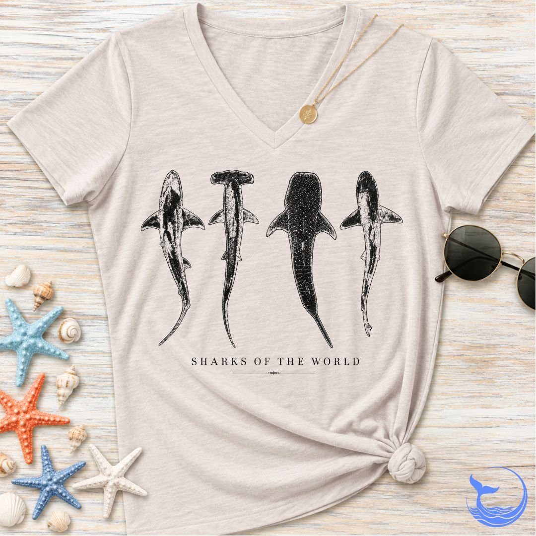 Sharks Of The World Women's V-Neck T-Shirt